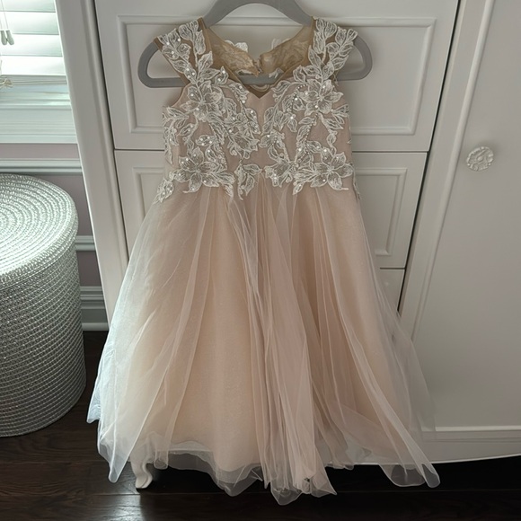 DB STUDIO FLOWER DRESS NUDE PEWTER SILVER SIZE 2t 5t - Picture 1 of 11